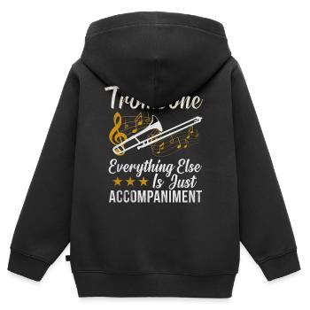 Posaune - Kinder Premium Organic Zip Hoodie - Schwarz - Hinten - AI Model Kid Male (0cm)