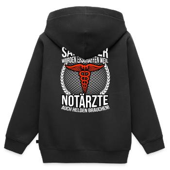 Sanitäter Rettungssanitäter Notarzt Geschenk - Kinder Premium Organic Zip Hoodie - Schwarz - Hinten - AI Model Kid Male (0cm)