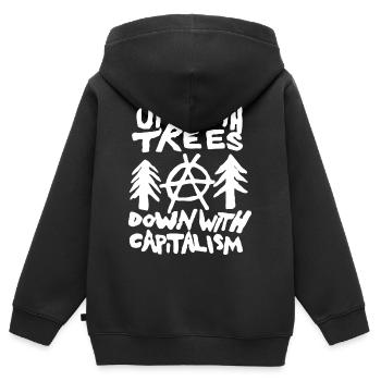 Anti Kapitalismus Antifa Naturschutz Klimawandel - Kinder Premium Organic Zip Hoodie - Schwarz - Hinten - AI Model Kid Male (0cm)