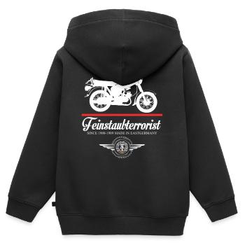 Feinstaubterrorist, DDr Moped, Simmi S51, 2 Takter - Kinder Premium Organic Zip Hoodie - Schwarz - Hinten - AI Model Kid Male (0cm)