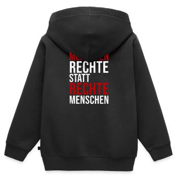 Menschenrechte statt rechte Menschen - Kinder Premium Organic Zip Hoodie - Schwarz - Hinten - AI Model Kid Male (0cm)