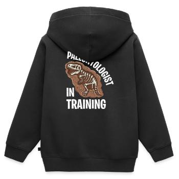 Paläontologe Paläontologie - Kinder Premium Organic Zip Hoodie - Schwarz - Hinten - AI Model Kid Male (0cm)