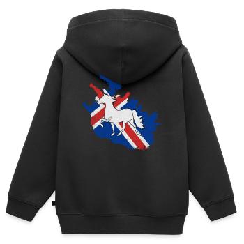 Islandpferd - Kinder Premium Organic Zip Hoodie - Schwarz - Hinten - AI Model Kid Male (0cm)