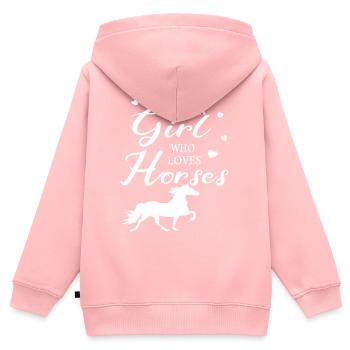 Islandpferd Tölt - Kinder Premium Organic Zip Hoodie - Rosa - Hinten - AI Model Kid Female (0cm)