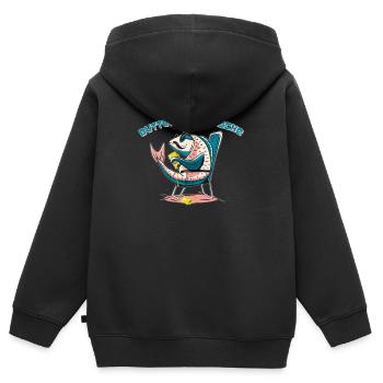 Norddeutsch - Butter bei die Fische - Kinder Premium Organic Zip Hoodie - Schwarz - Hinten - AI Model Kid Male (0cm)