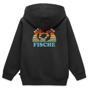 Sprüche Plattdeutsch - Kinder Premium Organic Zip Hoodie - Schwarz - Hinten - AI Model Kid Male (0cm)