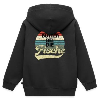 Butter with the fish - North German Low German - Kids Premium Organic Zip-up Hoodie - black - Back - AI Model Kid Male (0cm)