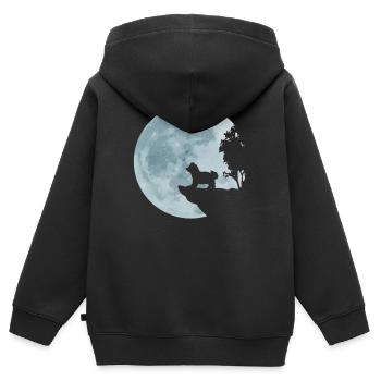 Bolonka Zwetna Bolonki chien Bichon Moon cadeau - Sweat Premium à capuche zippé enfant bio - noir - Dos - AI Model Kid Male (0cm)
