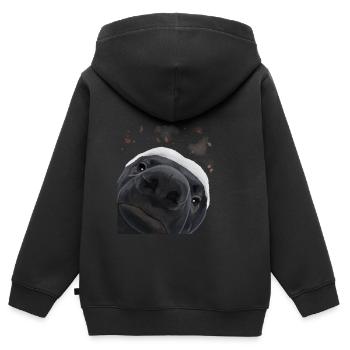 Neugieriger Honigdachs - Kinder Premium Organic Zip Hoodie - Schwarz - Hinten - AI Model Kid Male (0cm)