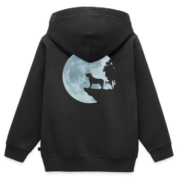 Mastiff Mastino Bullmastiff Moon Masti Cadeau - Sweat Premium à capuche zippé enfant bio - noir - Dos - AI Model Kid Male (0cm)
