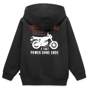 Trotz Mauerfall & Wende 2 Takt Simmi S51 Ostmoped - Kinder Premium Organic Zip Hoodie - Schwarz - Hinten - AI Model Kid Male (0cm)