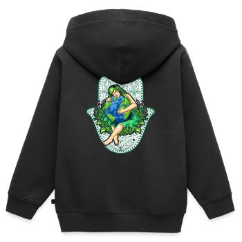 Mère Terre, Gaïa avec Mandala, Nature Idée cadeau - Sweat Premium à capuche zippé enfant bio - noir - Dos - AI Model Kid Male (0cm)