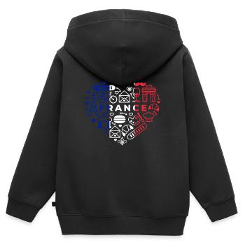 France - Sweat Premium à capuche zippé enfant bio - noir - Dos - AI Model Kid Male (0cm)