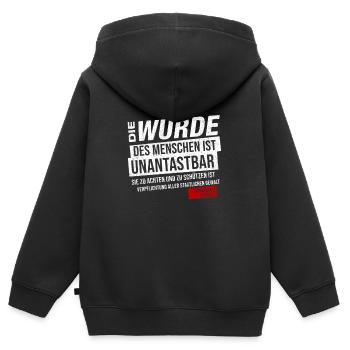 Grundgesetz Artikel 1 Die Würde des Menschen ... - Kinder Premium Organic Zip Hoodie - Schwarz - Hinten - AI Model Kid Male (0cm)