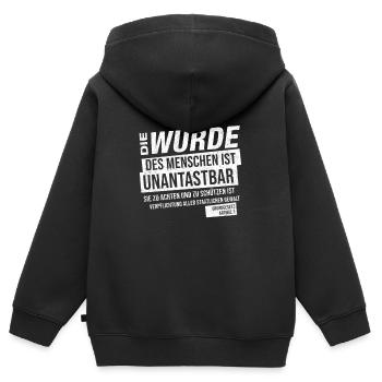 Grundgesetz Artikel 1 Die Würde des Menschen ... - Kinder Premium Organic Zip Hoodie - Schwarz - Hinten - AI Model Kid Male (0cm)