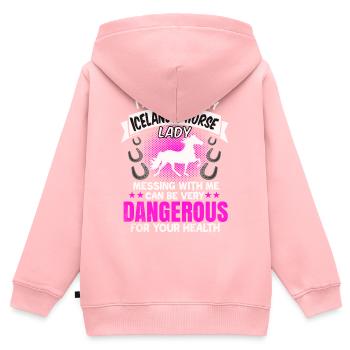 Islandpferd - Kinder Premium Organic Zip Hoodie - Rosa - Hinten - AI Model Kid Female (0cm)