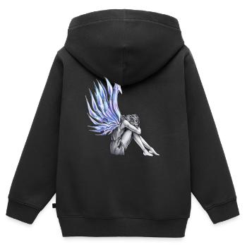 Angel Engel you are beautiful Flügel Wing fly - Kinder Premium Organic Zip Hoodie - Schwarz - Hinten - AI Model Kid Male (0cm)