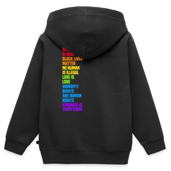 Science is Real Black Lives Matter - Sweat Premium à capuche zippé enfant bio - noir - Dos - AI Model Kid Male (0cm)