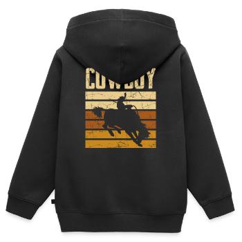 Cow-boy - Sweat Premium à capuche zippé enfant bio - noir - Dos - AI Model Kid Male (0cm)