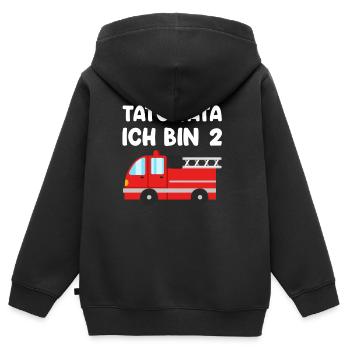 Kinder Feuerwehr Ich bin schon 2 Jahre Geburtstag - Kinder Premium Organic Zip Hoodie - Schwarz - Hinten - AI Model Kid Male (0cm)