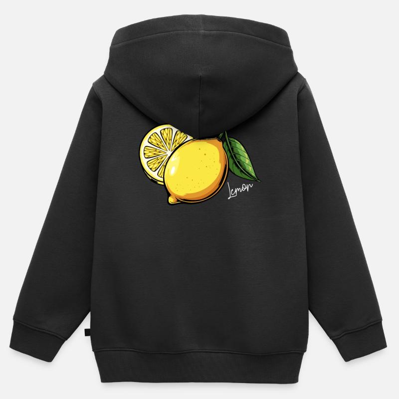 Citron Jaune Fruit Fruit Manger sainement - Sweat Premium à capuche zippé enfant bio - noir