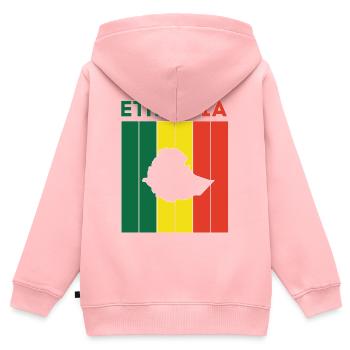 Drapeau et frontière du pays de l'Éthiopie - Sweat Premium à capuche zippé enfant bio - rose - Dos - AI Model Kid Female (0cm)