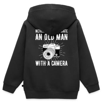 Fotograf - Kinder Premium Organic Zip Hoodie - Schwarz - Hinten - AI Model Kid Male (0cm)