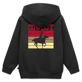 cow-boy - Sweat Premium à capuche zippé enfant bio - noir - Dos - AI Model Kid Male (0cm)