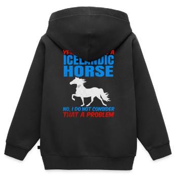 Islandpferd - Kinder Premium Organic Zip Hoodie - Schwarz - Hinten - AI Model Kid Male (0cm)