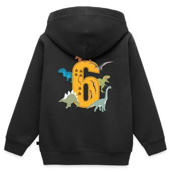 Geburtstag 6 Jahre Dinosaurier Dino 6. Geburtstag - Kinder Premium Organic Zip Hoodie - Schwarz - Hinten - AI Model Kid Male (0cm)