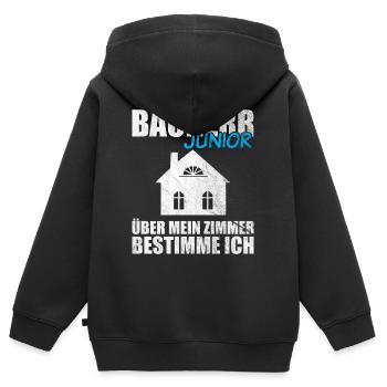 Lustiges Bauherr Junior Geschenk - Kinder Premium Organic Zip Hoodie - Schwarz - Hinten - AI Model Kid Male (0cm)