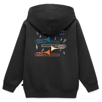 Posaune Trombone Volksmusik Geschenk - Kinder Premium Organic Zip Hoodie - Schwarz - Hinten - AI Model Kid Male (0cm)