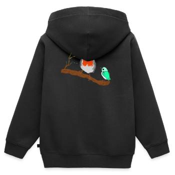 Vögel Rotkehlchen auf Zweig - Kinder Premium Organic Zip Hoodie - Schwarz - Hinten - AI Model Kid Male (0cm)