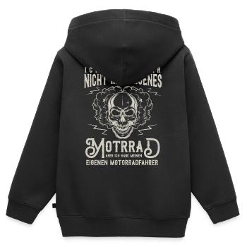 Motorradfahrerin Geschenk,Bikerin Eigenes Motorrad - Kinder Premium Organic Zip Hoodie - Schwarz - Hinten - AI Model Kid Male (0cm)