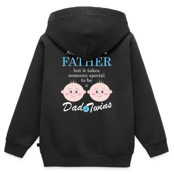 Zwillinge - Kinder Premium Organic Zip Hoodie - Schwarz - Hinten - AI Model Kid Male (0cm)