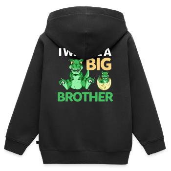 Grand frère dinosaure cadeau enfant dinosaures - Sweat Premium à capuche zippé enfant bio - noir - Dos - AI Model Kid Male (0cm)
