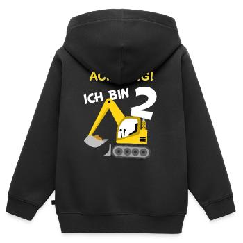 Kinder 2 Geburtstag Bagger 2 Jahre Jungs Geschenk - Kinder Premium Organic Zip Hoodie - Schwarz - Hinten - AI Model Kid Male (0cm)