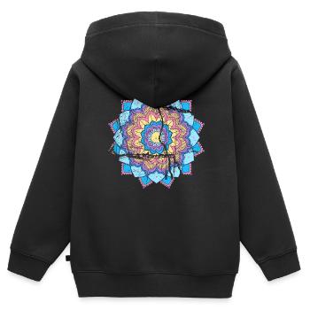 Mandala été début été - Sweat Premium à capuche zippé enfant bio - noir - Dos - AI Model Kid Male (0cm)