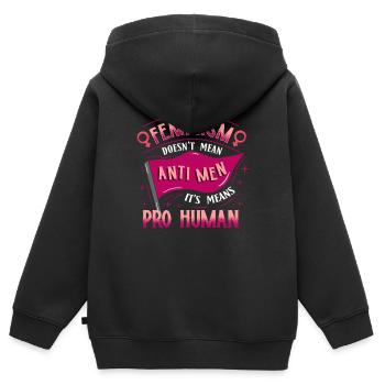 Feminist - Kinder Premium Organic Zip Hoodie - Schwarz - Hinten - AI Model Kid Male (0cm)