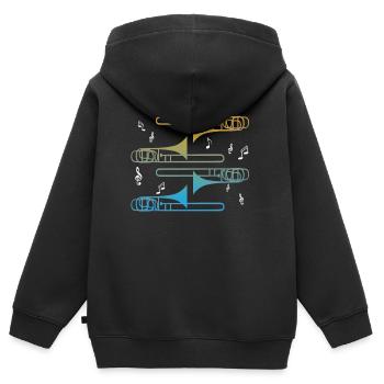 Posaune - Kinder Premium Organic Zip Hoodie - Schwarz - Hinten - AI Model Kid Male (0cm)