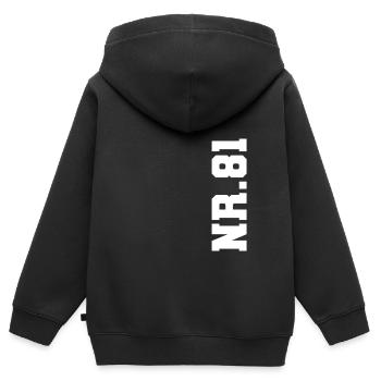 Number 81 NR. 81 - Kinder Premium Organic Zip Hoodie - Schwarz - Hinten - AI Model Kid Male (0cm)