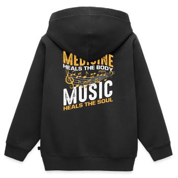 Musique Notes Professeur de musique Cadeau - Sweat Premium à capuche zippé enfant bio - noir - Dos - AI Model Kid Male (0cm)