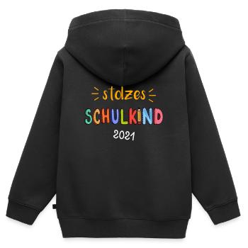 Stolzes Schulkind 2021 Geschenk Einschulung Schule - Kinder Premium Organic Zip Hoodie - Schwarz - Hinten - AI Model Kid Male (0cm)