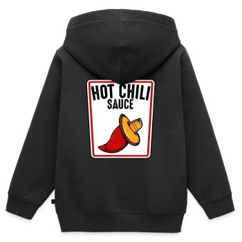 Spicy Hot Chili Sauce - Scharfe Chilischote - Kinder Premium Organic Zip Hoodie - Schwarz - Hinten - AI Model Kid Male (0cm)