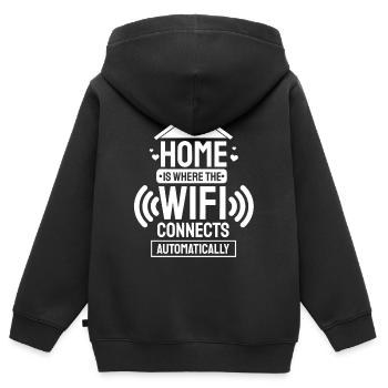 Wifi-Wireless-Internet-Nerd-Geschenk - Kinder Premium Organic Zip Hoodie - Schwarz - Hinten - AI Model Kid Male (0cm)