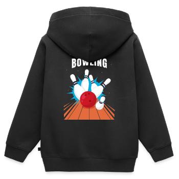Bowling - Kinder Premium Organic Zip Hoodie - Schwarz - Hinten - AI Model Kid Male (0cm)