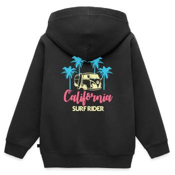 California USA Amerika West Coast Beach Surf Rider - Kinder Premium Organic Zip Hoodie - Schwarz - Hinten - AI Model Kid Male (0cm)