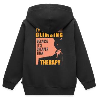Klettern Freiklettern mit Karabiner Geschenk - Kinder Premium Organic Zip Hoodie - Schwarz - Hinten - AI Model Kid Male (0cm)