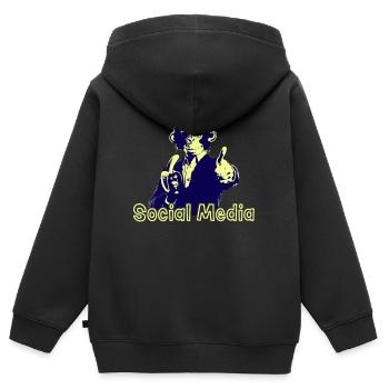 Social Media is Fake - Kinder Premium Organic Zip Hoodie - Schwarz - Hinten - AI Model Kid Male (0cm)