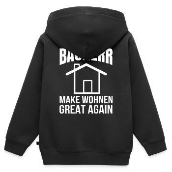 Bauherr - Kinder Premium Organic Zip Hoodie - Schwarz - Hinten - AI Model Kid Male (0cm)